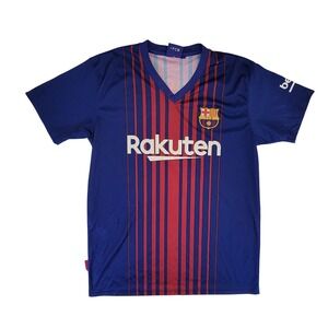 FC Barcelona Soccer Jersey Messi 10 Blue Red V‎ Neck Men's Size S